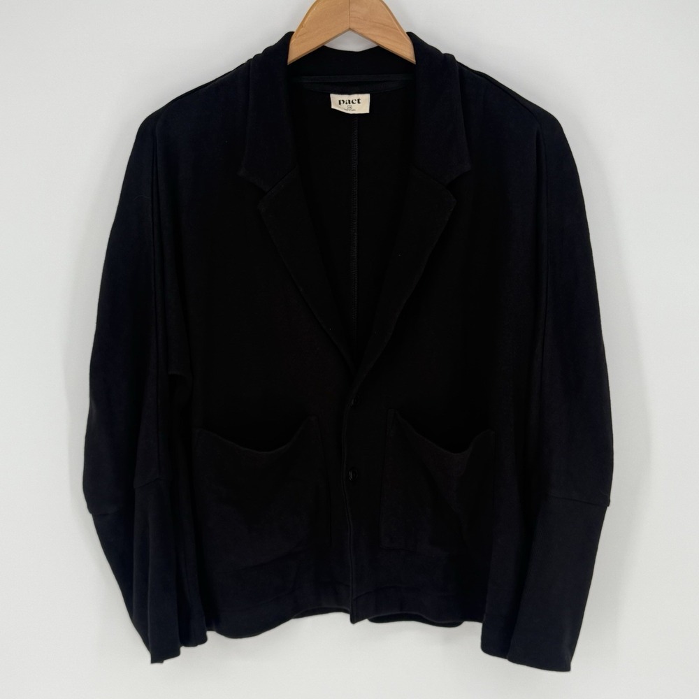 Pact Organic Cotton Women's Relaxed Blazer Black Size XS Layering